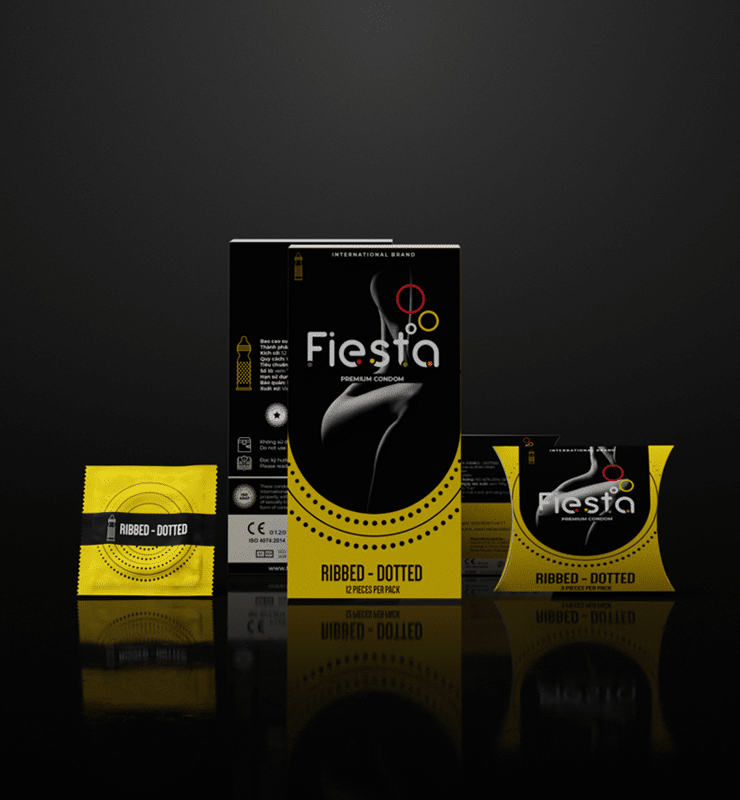 Bao Cao Su Fiesta Ribbed Dotted - Fiesta Ribbed Dotted Condom - Ribbed Dotted (3 in 1)
