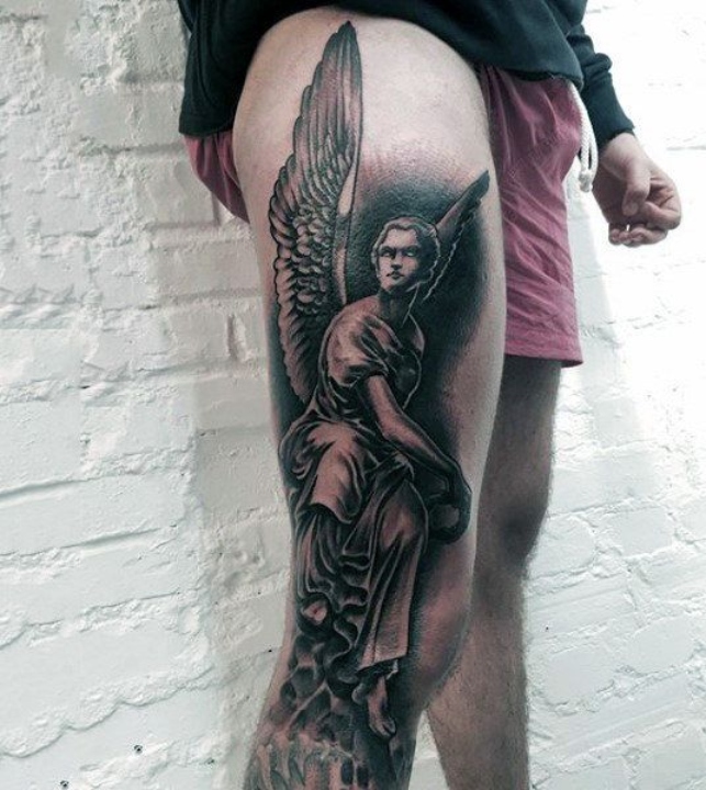 Angel Leg Tattoo