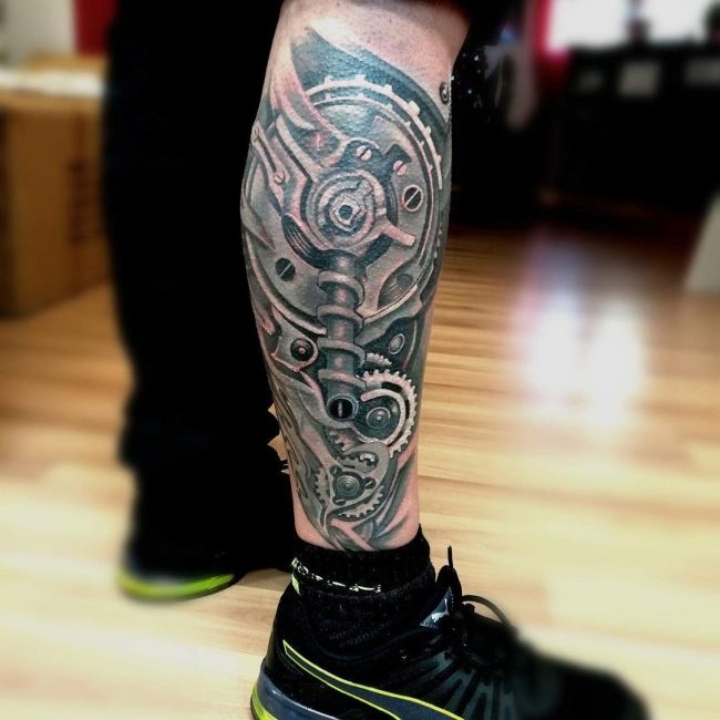 Biomechanical Leg Tattoo