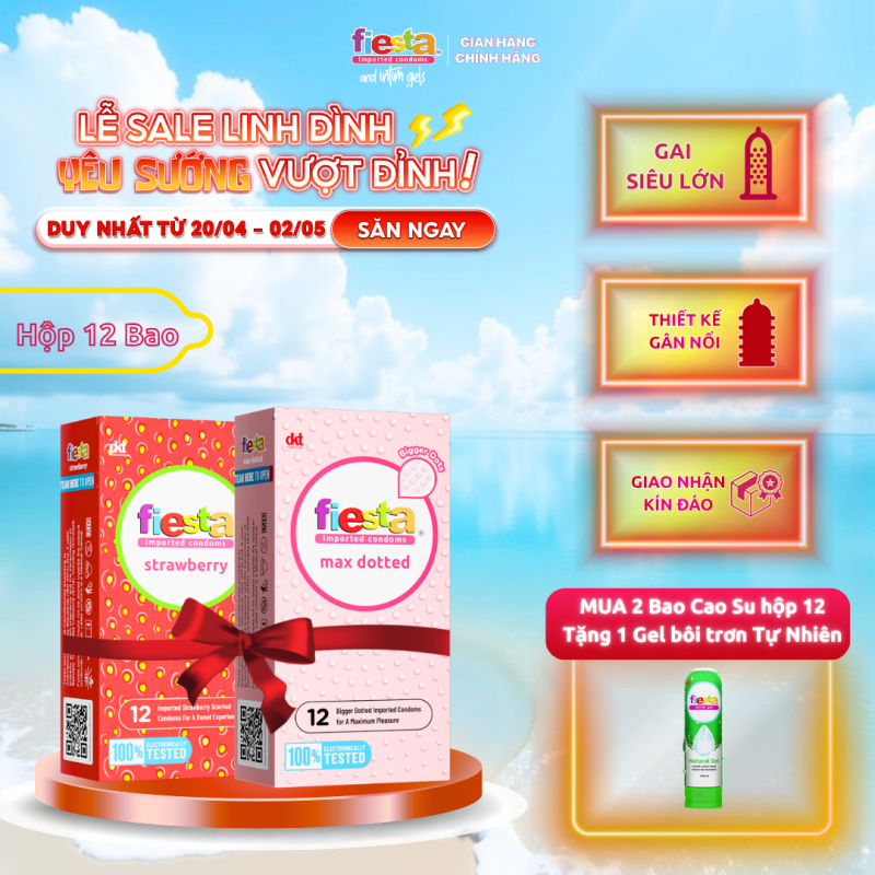BUY 2 GET 1 - Mua 2 bao cao su Fiesta Hộp 12 cái bất kỳ tặng 1 nón kết Fiesta